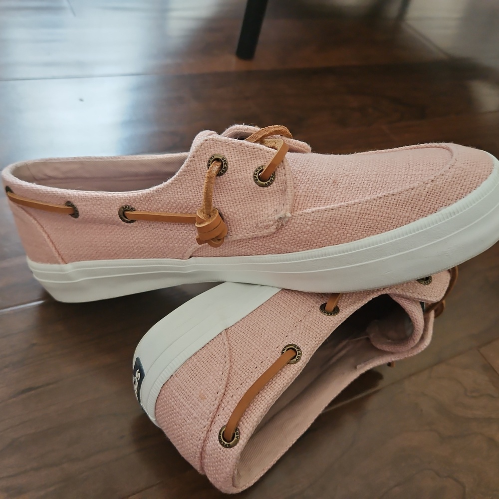Sperry Pink Canvas Flats with Brown Laces - Picture 2 of 4